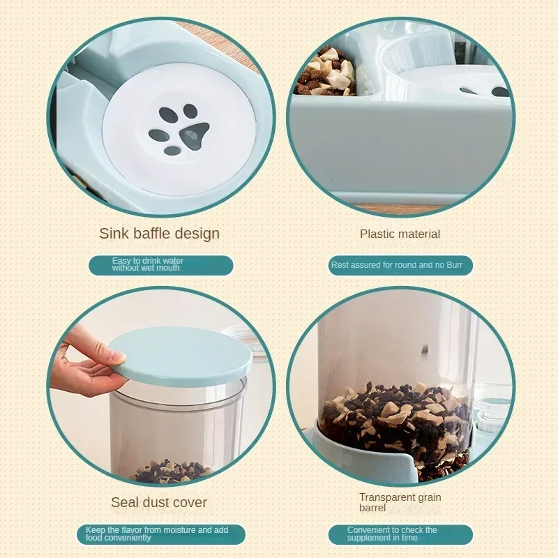 Cat Bowl Automatic Water Dispenser Feeding Device Integrated Non Wet Mouth Anti Overturning Food Bowl Cat Food Bowl Pet Use