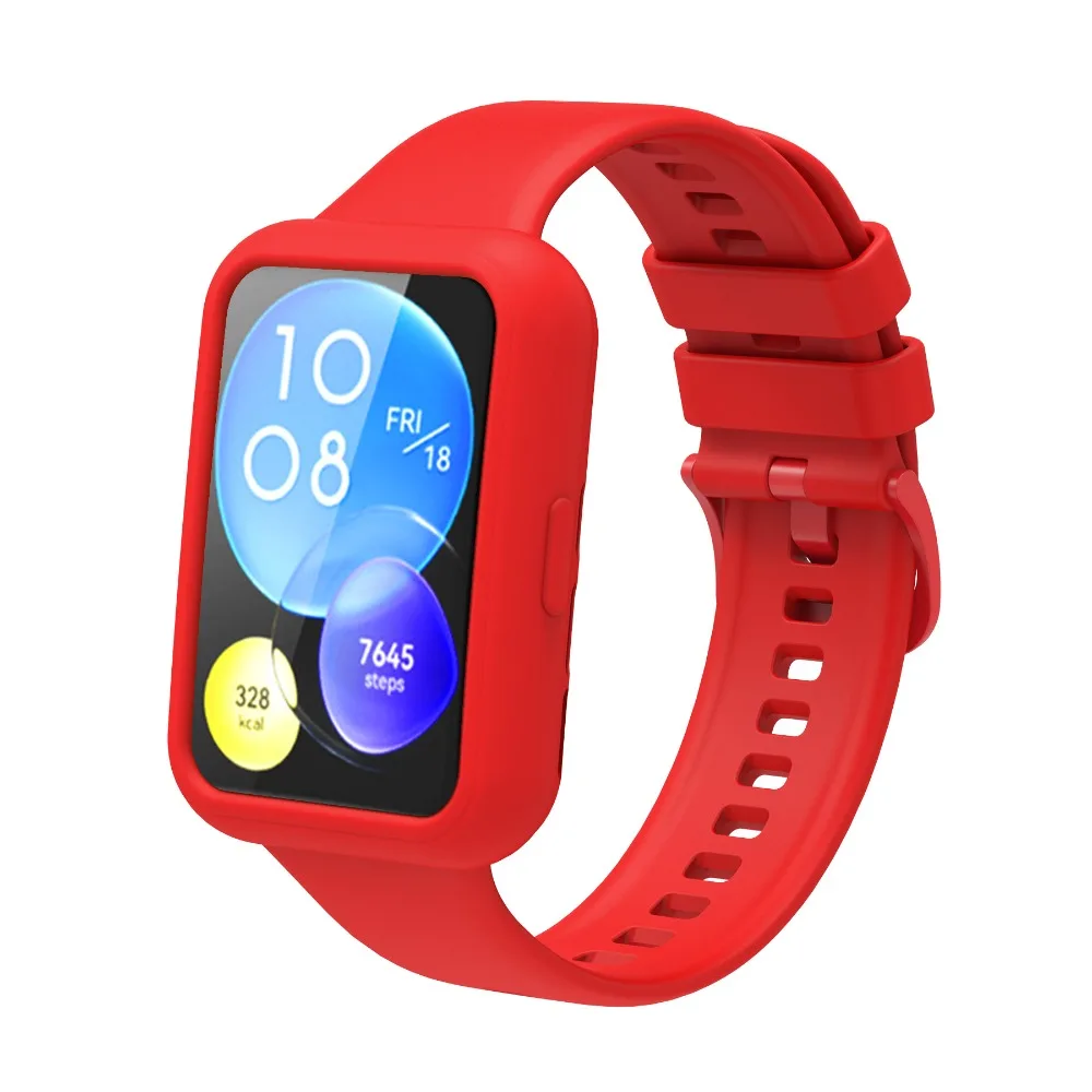 Silicone Protector Case Fall Prevention Shockproof Soft Protector Cover Colorful Scratch-resistant for Huawei Watch Fit 2