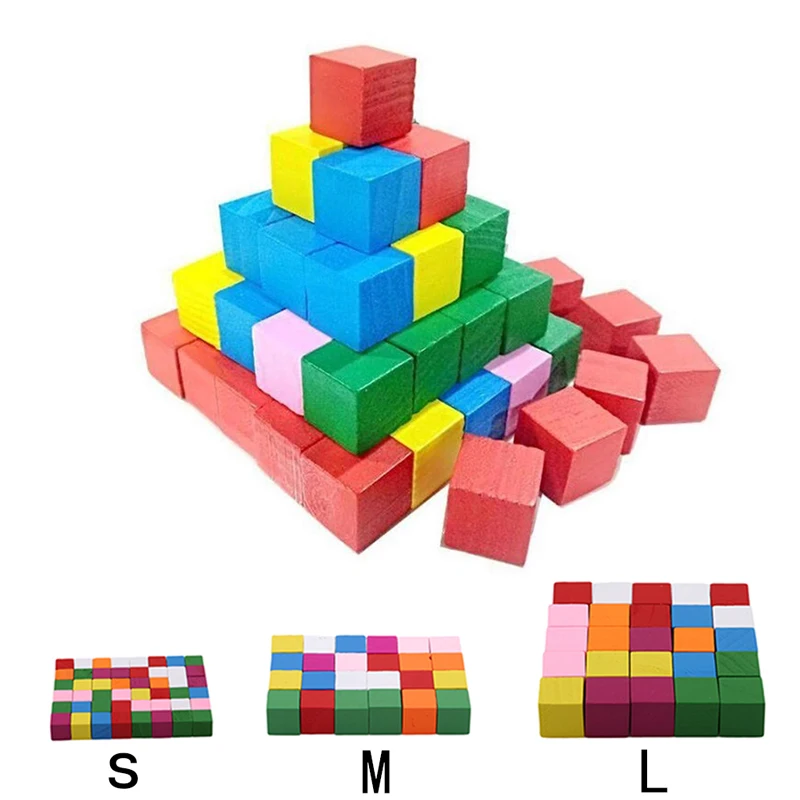 Hot Sale Square Cubes Baby Kids Stacking Stack Up Learning Education Toys Gifts Colorful Wooden Stacking Up Building Blocks