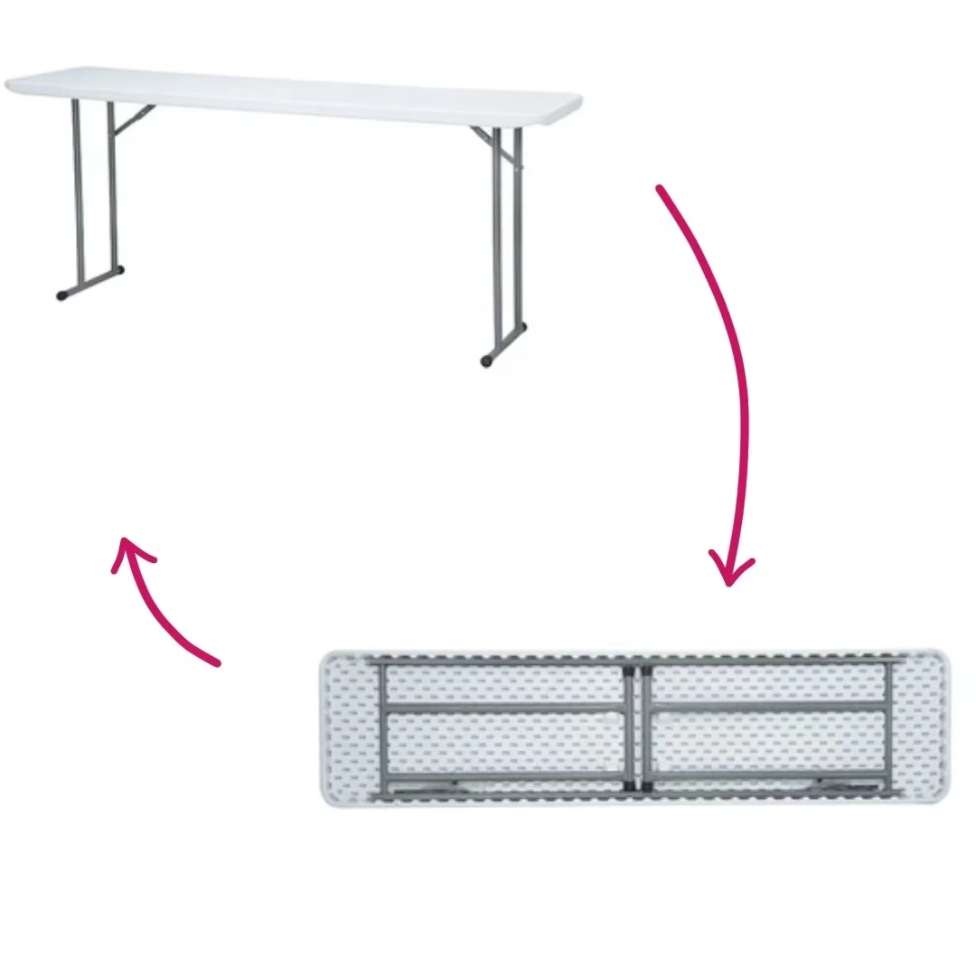 

180cm Long Narrow Foldable Conference Table Lightweight Plastic 6FT Folding Seminar Training Table