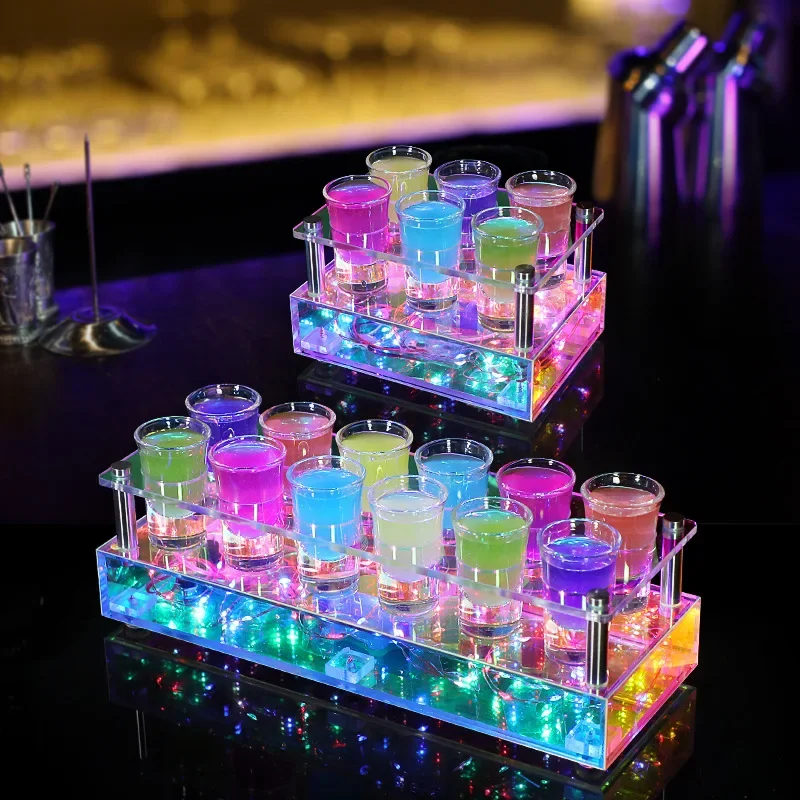 Bar luminous cocktail bullet glass fighting game cup holder charging led acrylic KTV wine rack