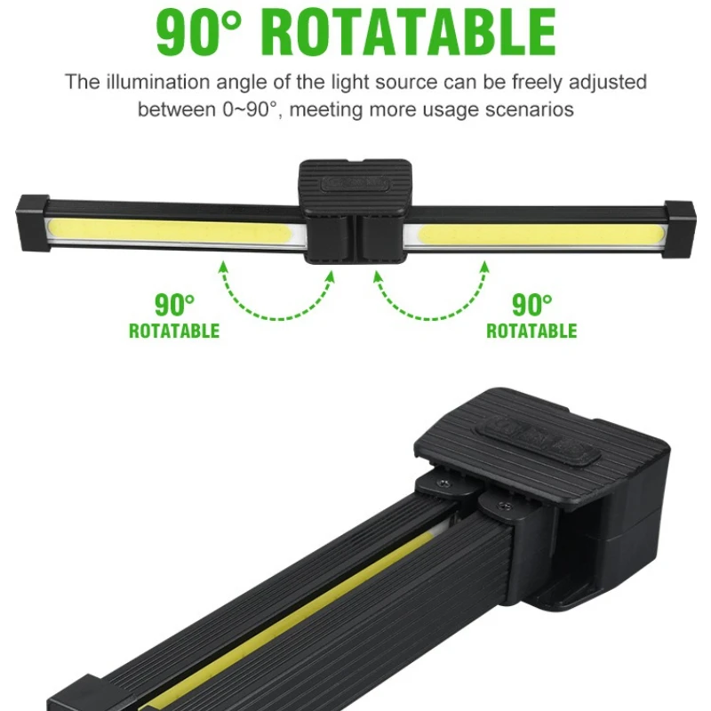 90° Rotation COB Work Light USBC Rechargeable Bright Flashlight 7 Modes Portable Camping Torch Outdoor Waterproof Emergency Lamp