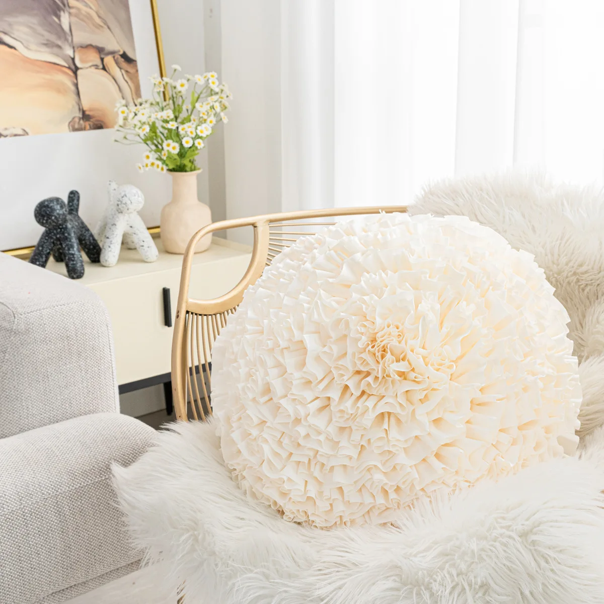 

Luxury 3D Flower Cushion Cover, Sofa Pillowcase, Princess Style Pillow Case, Bed Textile Products, 45x45cm
