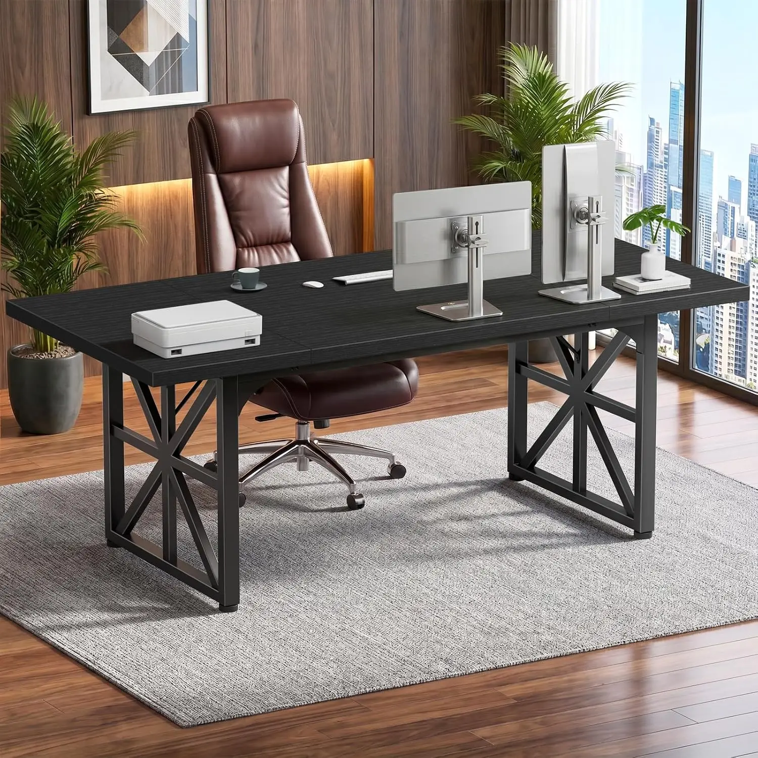 Large Executive Desk Computer Table for Home Office Office Work 71 Inch Black, Customized