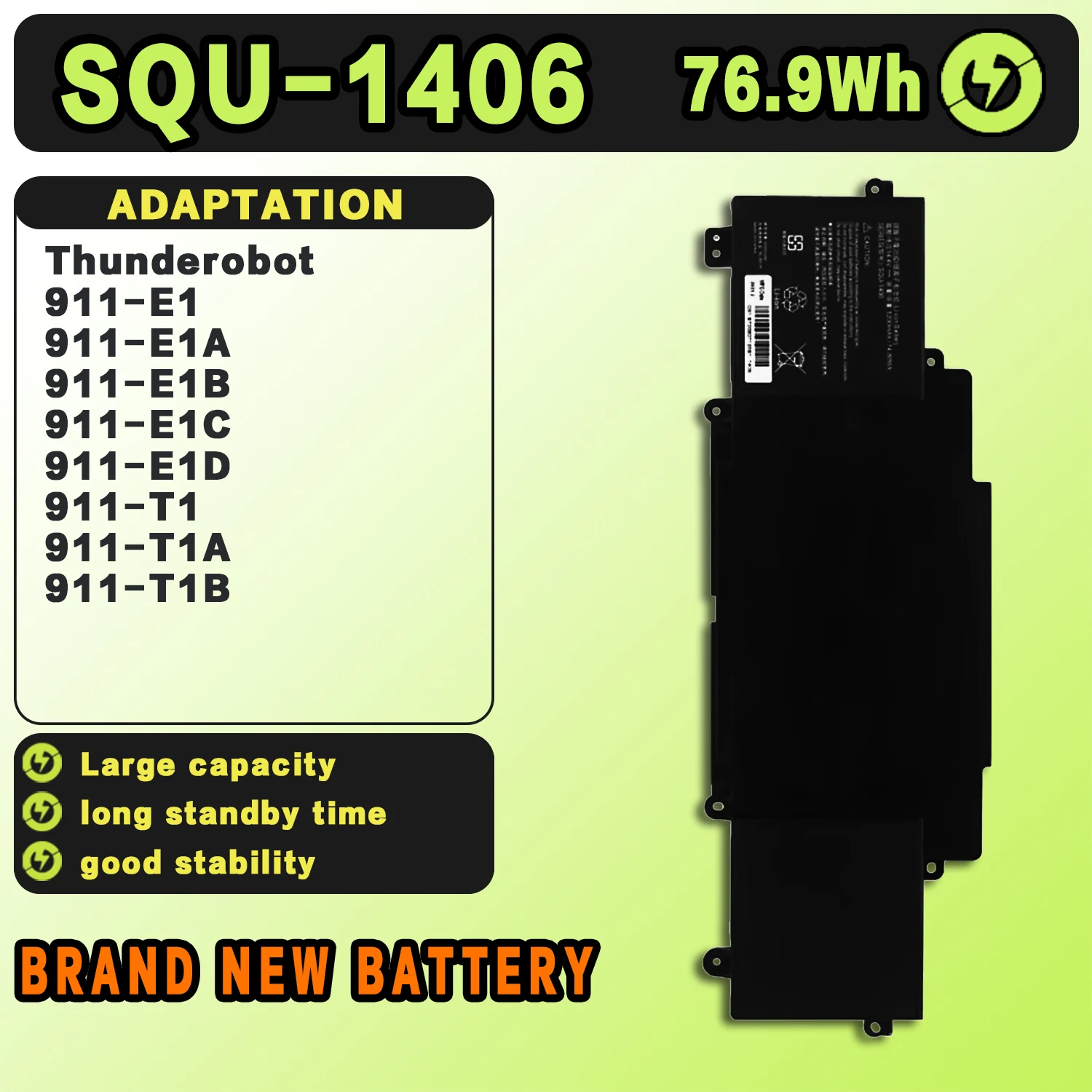SAT SQU-1406 New Laptop Batteries Replacement For THUNDEROBOT 911-E1911-E1A911-E1B911-E1C911-E1D911-T1911-T1A911-T1B 14.8V76.9Wh