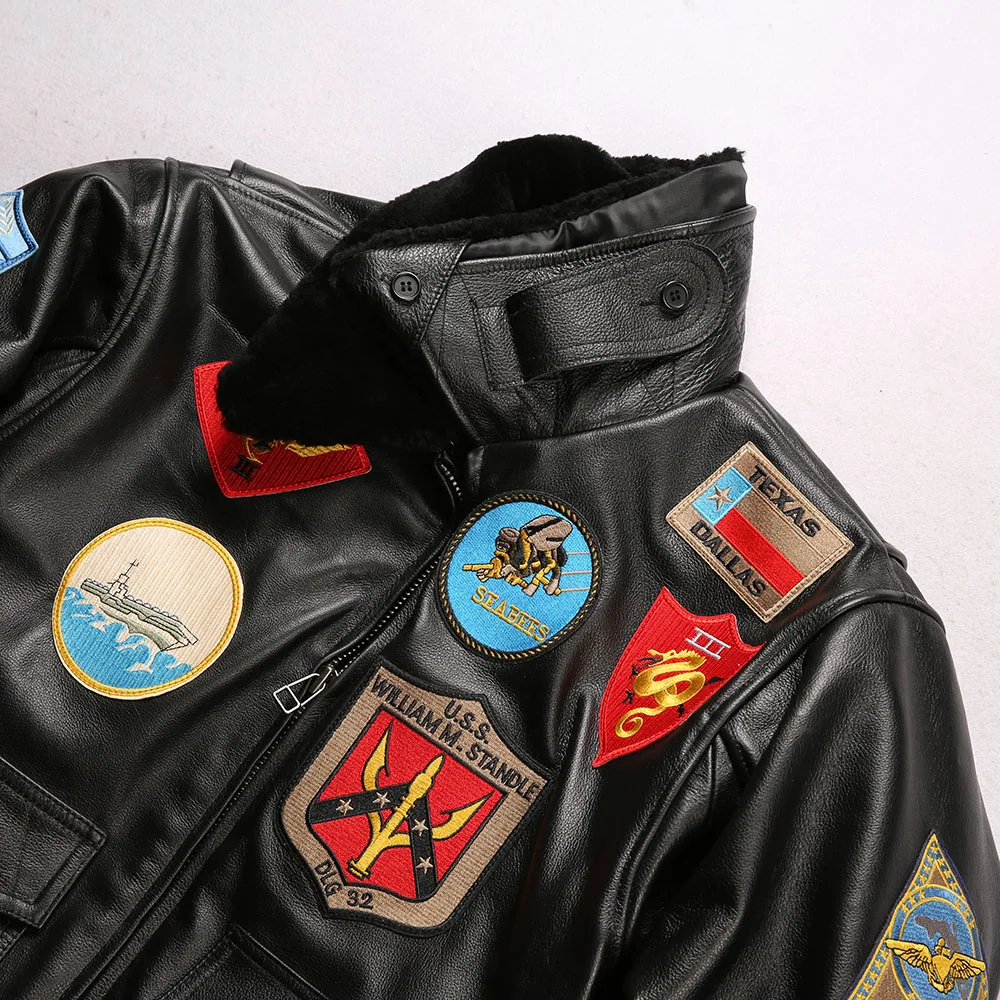 Top Gun Bomber G1 Flight Top Layer 100% genuine Cowhide Leather Jacket High Quality Man Genuine Leather Lapel Leisure Jackets