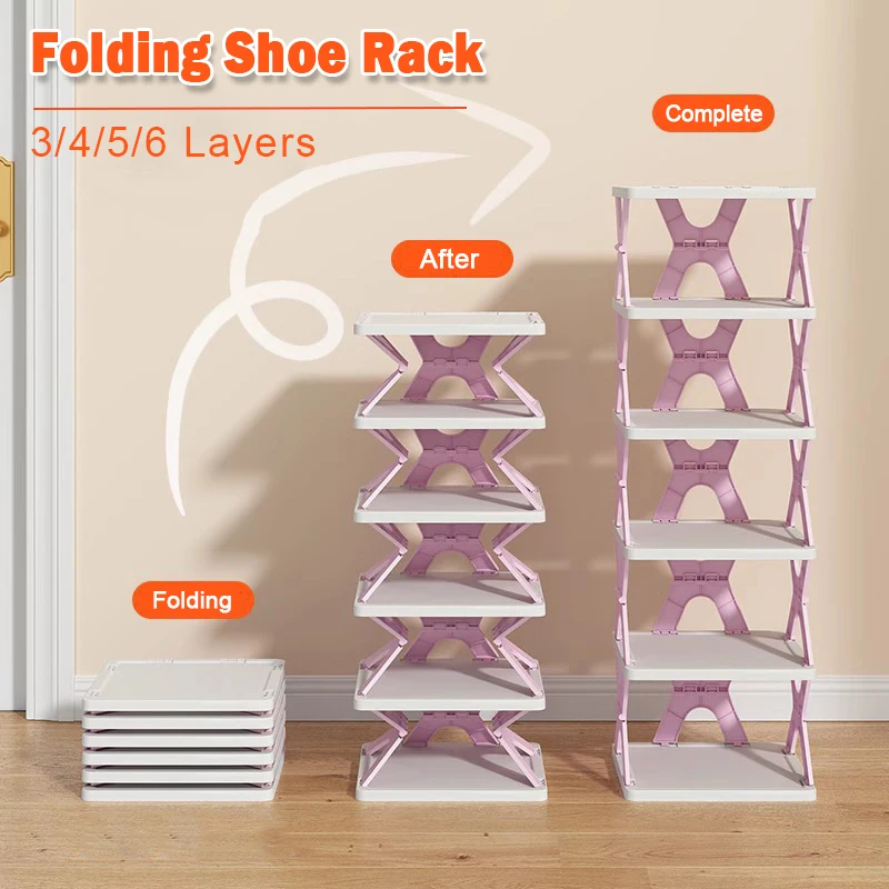 Folding Shoe Rack Multi Layers Shoe Organizer Space Saving Shoe Shelf Home Foldable Shoes Cabinets Simple Shoe Storage Rack