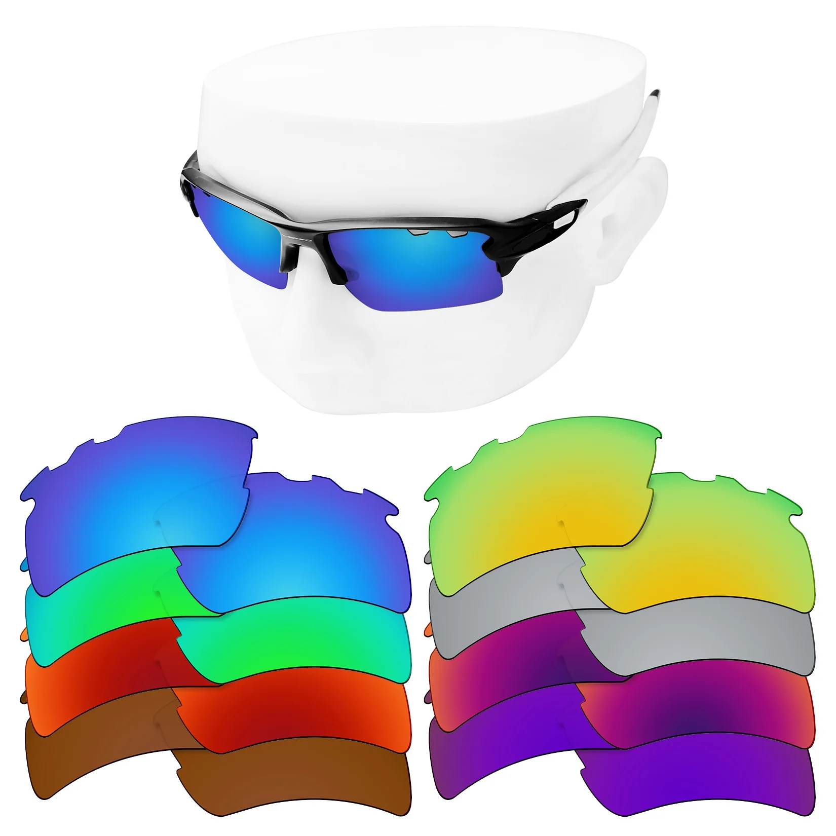 OOWLIT Polarized Replacement Lenses for Oakley Flak 2.0 XL Vented OO9188 - 59mm Sunglasses - Multi Color