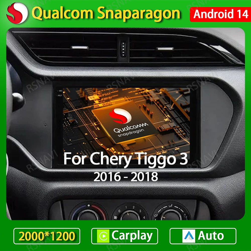 Android 14 Car Radio For Chery Tiggo 3X tiggo 3 2 2016 - 2018 WIFI QLED 4G Navigation GPS Multimedia Video Player Carplay Auto