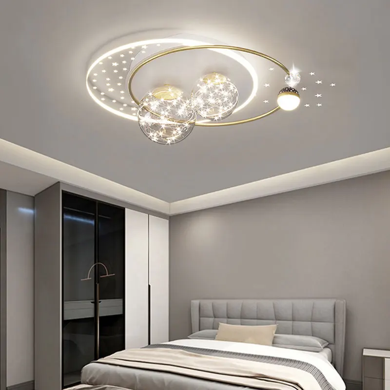 Modern LED Ceiling Lamp Nordic Simple Creative Acrylic Gold/Black All-Sky Star Chandelier Applicable Bedroom Living Room Lamps