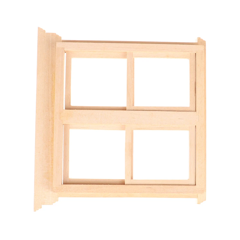 1pc 1:12 Dollhouse Furniture Wood Window Mini Retractable 4 Pane Model for Any Room Items DIY Door and Window Accessories