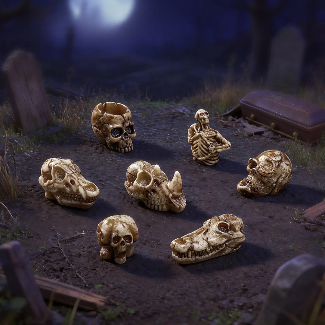 100pcs Wholesale Resin Mini Animal Skulls Skeletons Field Landscaping Heart DIY Accessories for Keychain Jewelry Decoration