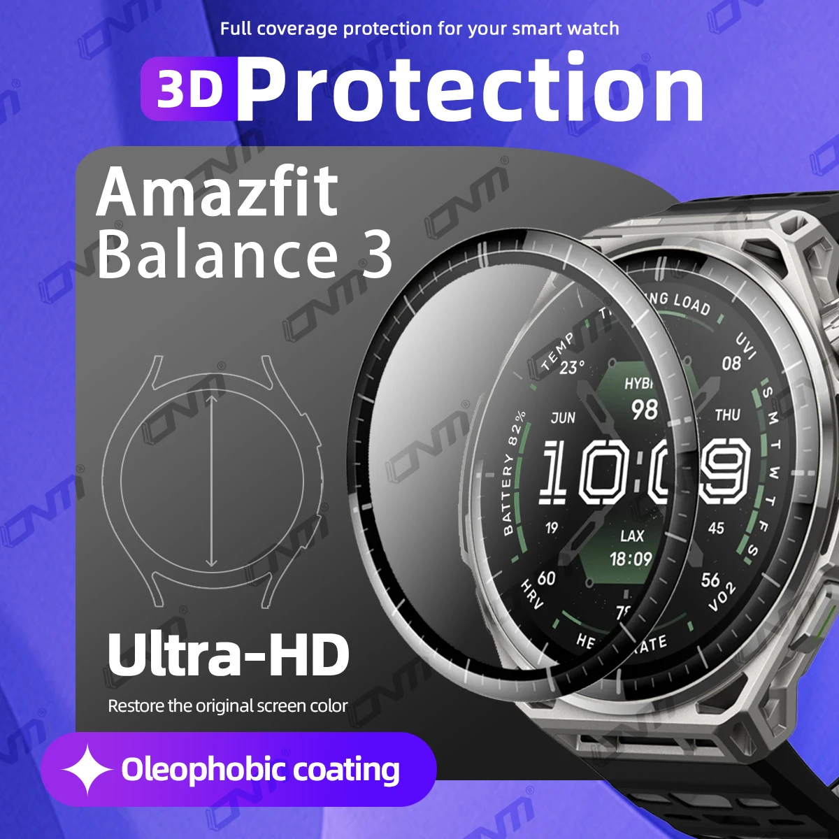 3D Screen Protector for Amazfit Balance 3 Anti-scratch Film Full Coverage Ultra-HD Protective Film (Not Glass) Accessories