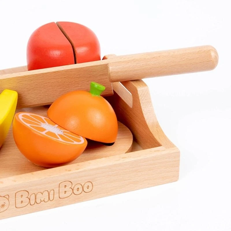 قطع الفاكهة مجموعة الخشب لعب الغذاء ملحقات المطبخ متعددة التظاهر المطبخ اللعب 15UB #4
