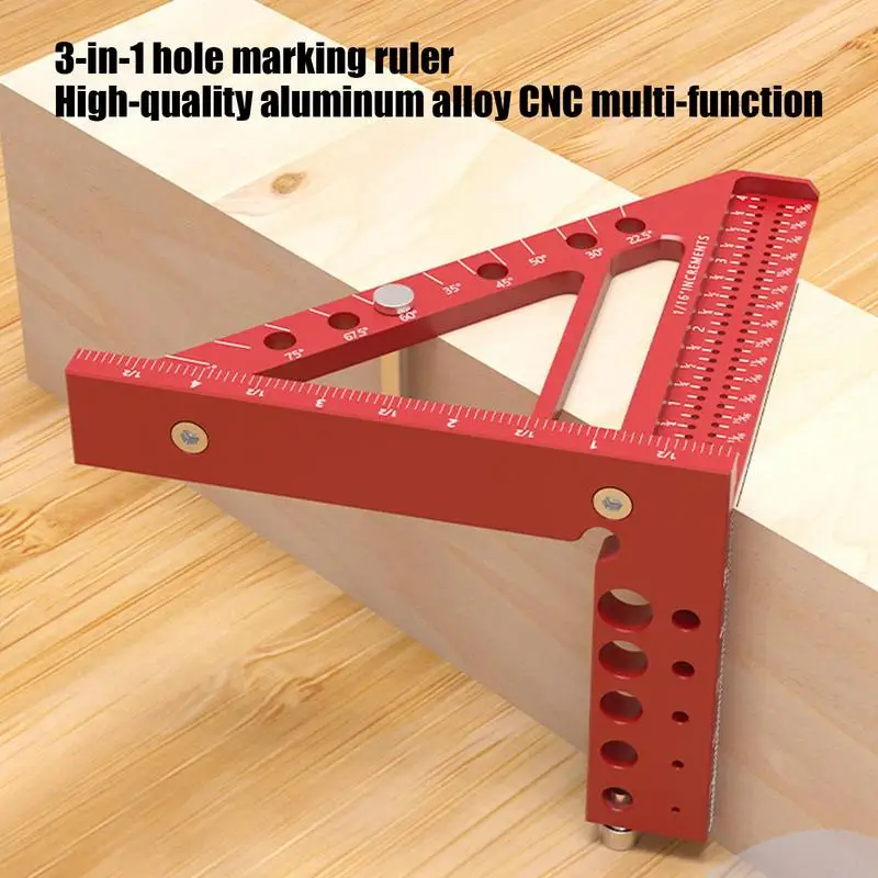 

Carpenter Square Hole Scribing Ruler Hole Positioning Precision Marking Ruler Miter Triangle Ruler Precision Marking For