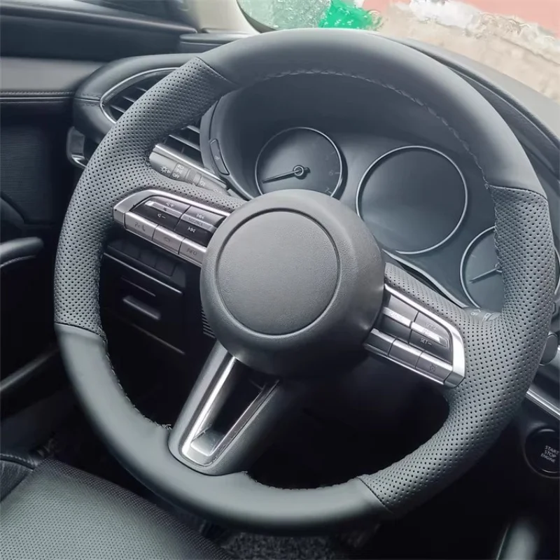 

Hand-Sewn Microfiber Leather Car Steering Wheel Axela CX-50 CX-30 CX-4 CX-7 Car Accessories Steering Wheel Cover For Mazda 3