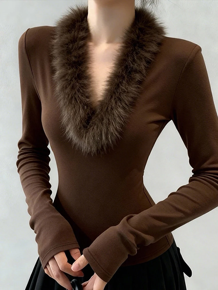 

Облегающий длинный вязаный свитер с V-образным вырезом для женщин, весенняя мода 2026, новая базовая модель, однотонный топ в американском стиле