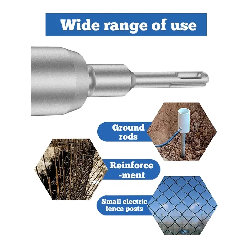 Round 30/45/65mm Ground Rod Driver Tool Multi-function Forged Steel Rod Bits Socket SDS-PLUS Electric Handle Piling Hammer Drill