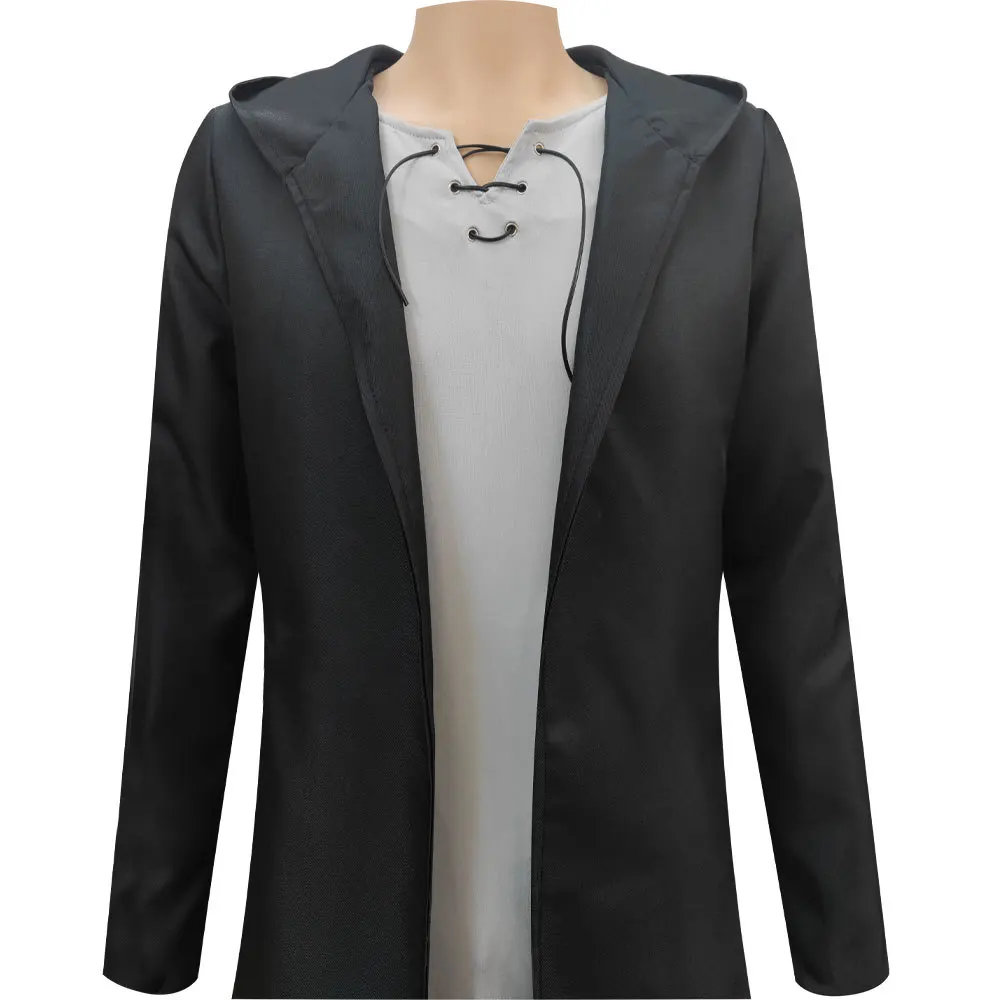 Eren Jaeger Cosplay Costume Anime Titan Costume Wig Cosplay Eren Yeager Black Hooded Trench T-shirt Pants Halloween Clothes view 4