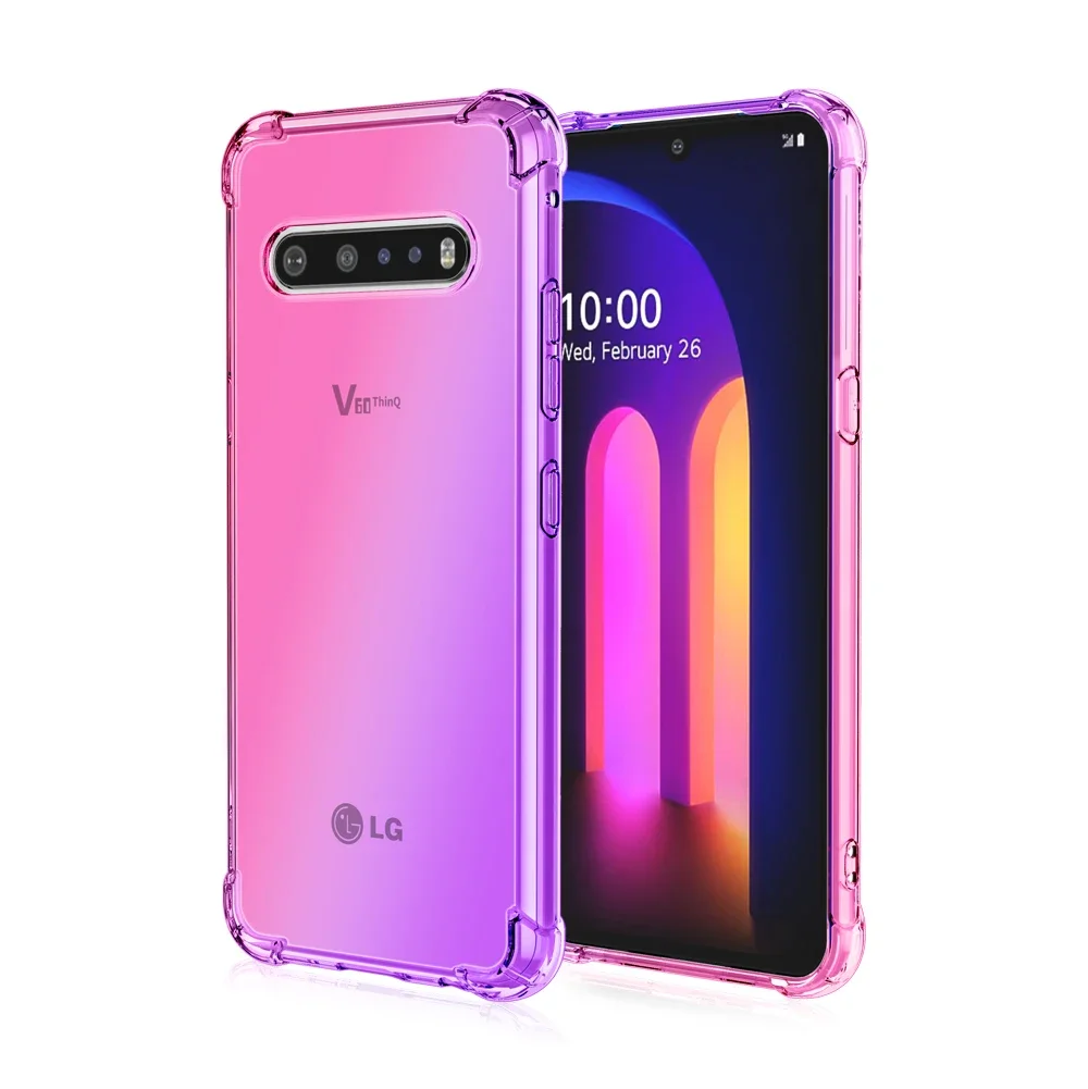For LG V60 THINQ Stylo 7 K92 5G K62 K52 K42 Q52 Plus Velvet K41S K40S K50 Q60 G9 Gradient Half Rainbow Airbag Shockproof Funda