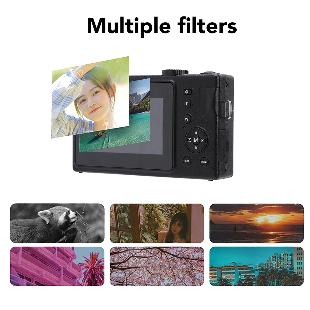 Câmera digital 48MP Vlogging Camera FHD 1080P Gravador de vídeo Zoom 16X para adolescentes adultos iniciantes