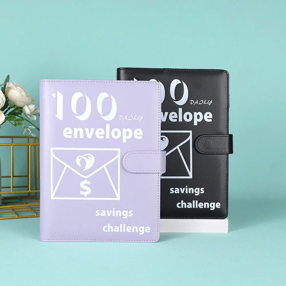 With Cash Envelopes 100 Envelope Challenge Binder Money Saving Habit Cultivation Financial Management Multi Pockets Loose Leaf