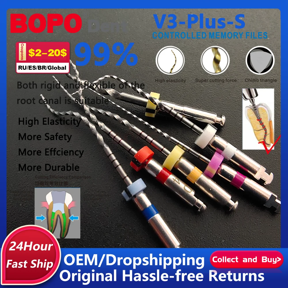 

6Pcs/pack Dental Rotary Files Files 21/25/31MM Niti File System Assorted Root Canal Files Stomatology Instrument Dentistry tools