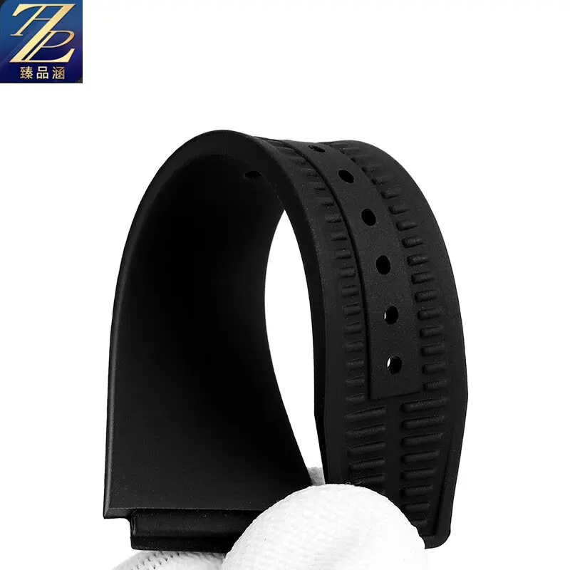 سوار ساعة سيليكون محدب أسود لسلسلة رادو الرقيقة ، حزام ساعة بديل ، ملحقات السلسلة ، 24*18