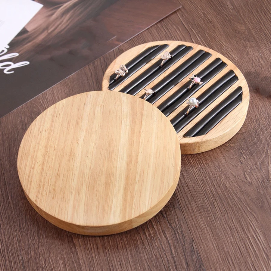 1pc, Ring Earrings Wooden Display Tray Jewelry 100 Ring Earrings Tray Display Tray Counter Storage, Size: Diameter: 5.9in