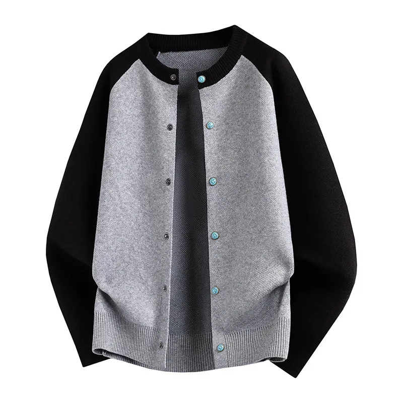 

Новый мужской вязаный свитер-кардиган на пуговицах, осенне-зимний, молодежный, свободного кроя, удобный, дышащий, однотонный