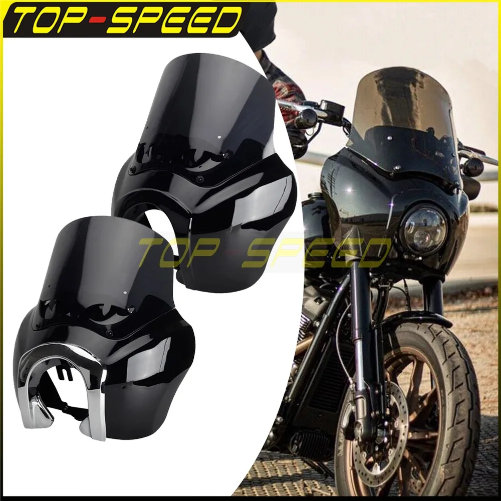 

Cafe Racer Front Headlight Fairing Club Thug Style Windshield W/ Mount Bracket For Harley Dyna Low Rider Street Bob FLD FXDXT