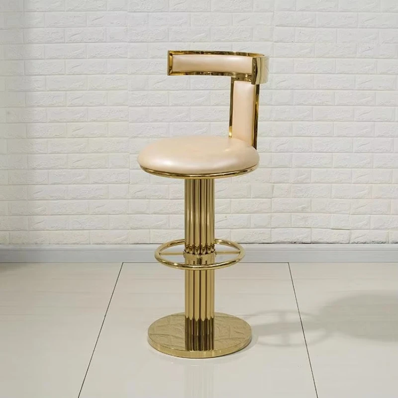 Light Luxury Restaurant Desk High Chair Bar Furniture Lift Bar Stool Backrest Metal Modern Swivel Bar Chair