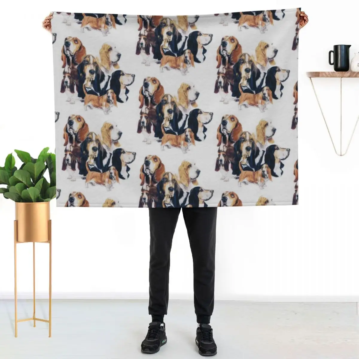 

Basset Hound Montage Throw Blanket Soft Plush Blanket as Housewarming Gift