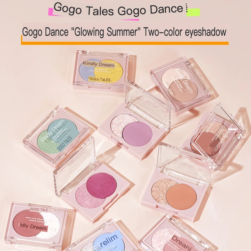 

GOGO TALES Gogo Dance Glow Two-tone Eyeshadow Tray Matte Pearl Blue Green Purple Smoky Pure Wild Eye Makeup