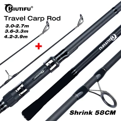 BIUTIFU 2 porady Carp wędka 3.5lb 7 sekcje 4.2/3.6/3.0m 30t Carbon Fiber Travel rzucanie 60-150m Shore Casting wędka spinningowa