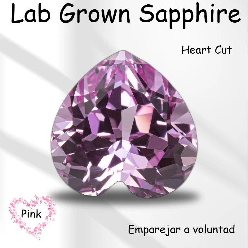 

Lab Grown Sapphire Heart Cut Pink Artificial Gemstone for Charms Diy Jewelry Making Bracelet Ring Selectable Certificate-M