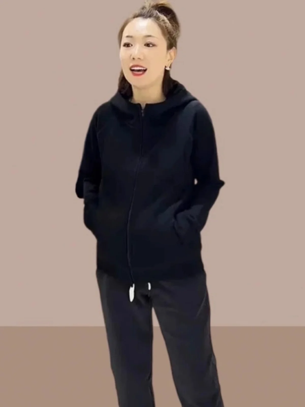 Thiened Fce フード付きジッパーカーディガン スウェットシャツ レディース アウター 秋冬 レギュラー Sve ロングフード付き 通勤 Sle