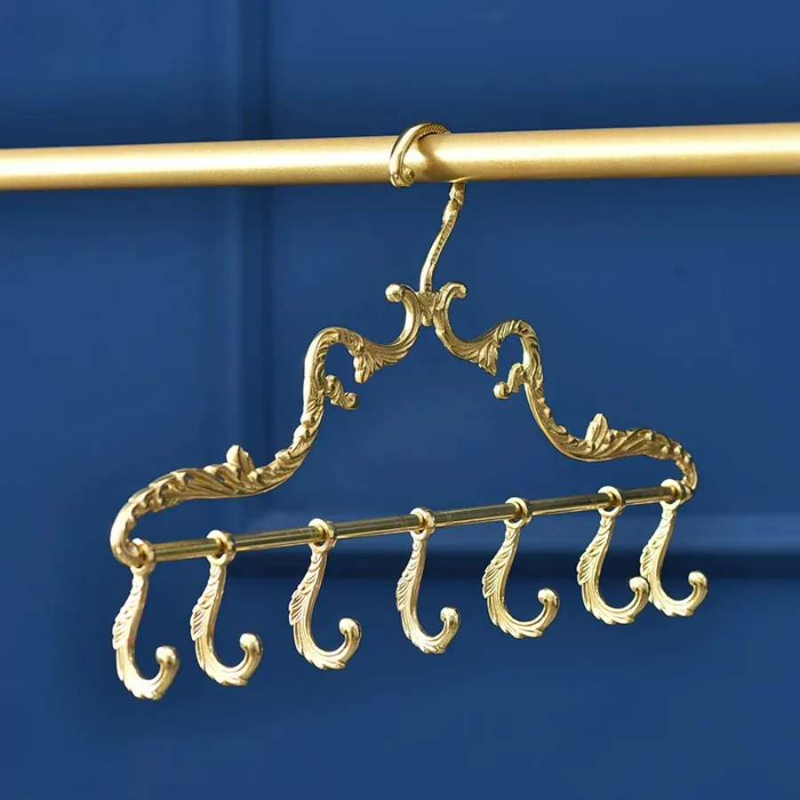

European Retro Brass Clothing Hanger Carved Clothes Rack Home Decoration Hangers Wardrobe Storage Organizer Hotel Coat Rack