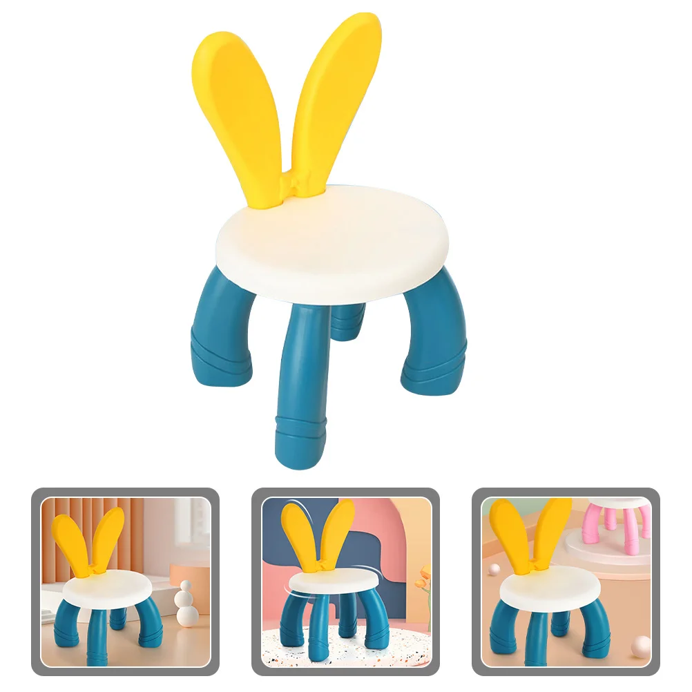 

Rabbit Ears Stool Kids Footstool Cartoon Anti Skid Plastic Chair Childrens Chairs Baby Dining Stools Home Use Lightweight Safe
