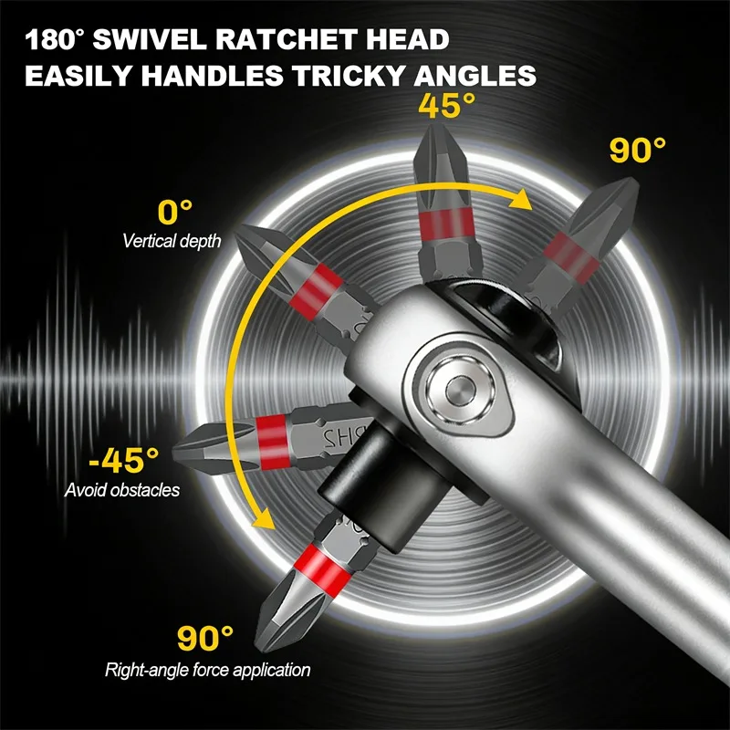 40 in 1 Magnetic Ratchet Screwdriver Set, Multi Bit Screwdriver Kit with 180° Adjustable Handle, S2 Bits and CR-V Socket Sets