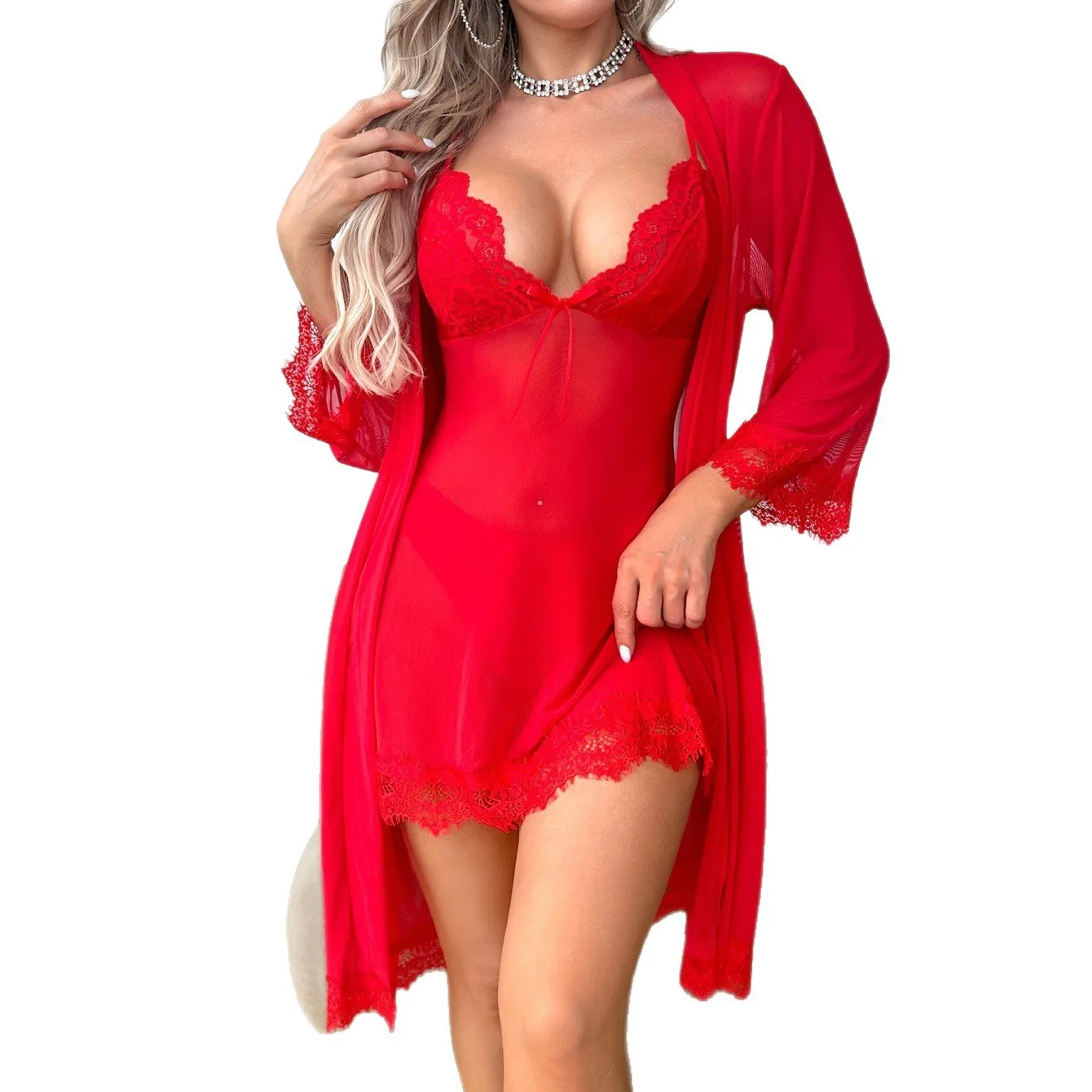 

New Pure Desire Pajamas, Sexy Lace Nightgown For Women New Erotic Sleepwear Nightdress Tempting Lingerie NHBG