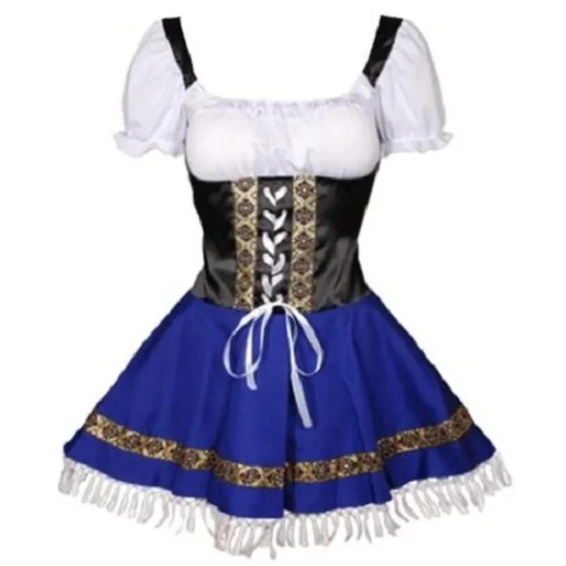 Carnival Oktoberfest Dirndl Costume Tavern Wench Waitress Maid Bar Outfit Cosplay Halloween Fancy Party Dress OA401