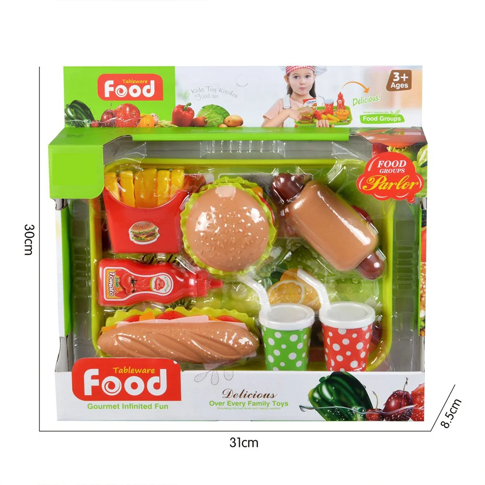 어린이 시뮬레이션 버거 장난감 세트 DIY 핫도그 만들기 역할 놀이 소품