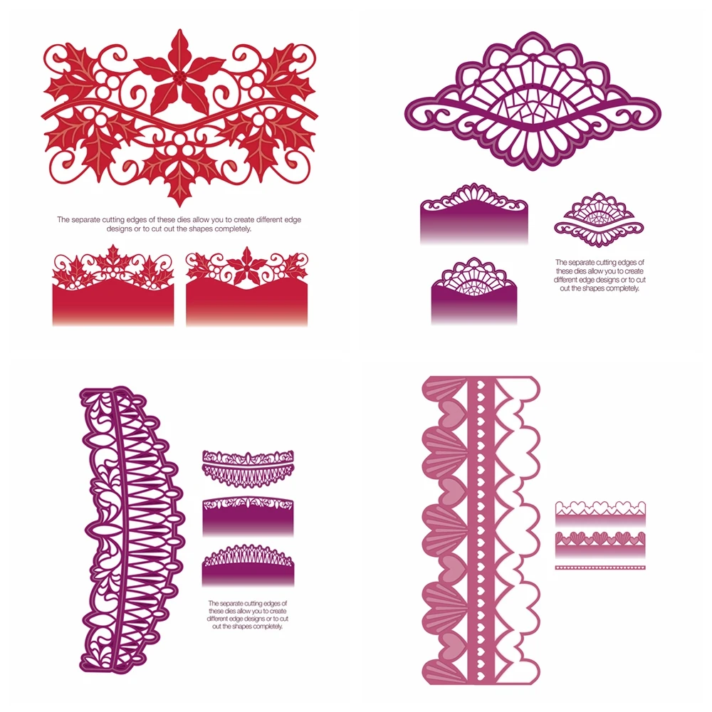 Herzgrenze gestanzt für die Kartenherstellung, Spitzenkante, Metall-Stanzformen, Prägeschablonen, Vorlage für DIY ScrapBooking, Dekor, Hochzeit