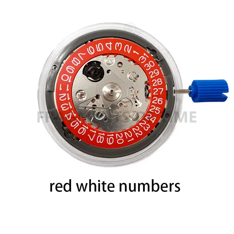 Red White Numbers NH35 Automatic Mechanical Movement High Precision 24 Jewels Watch Replacement NH35A Date 3:00 ﻿