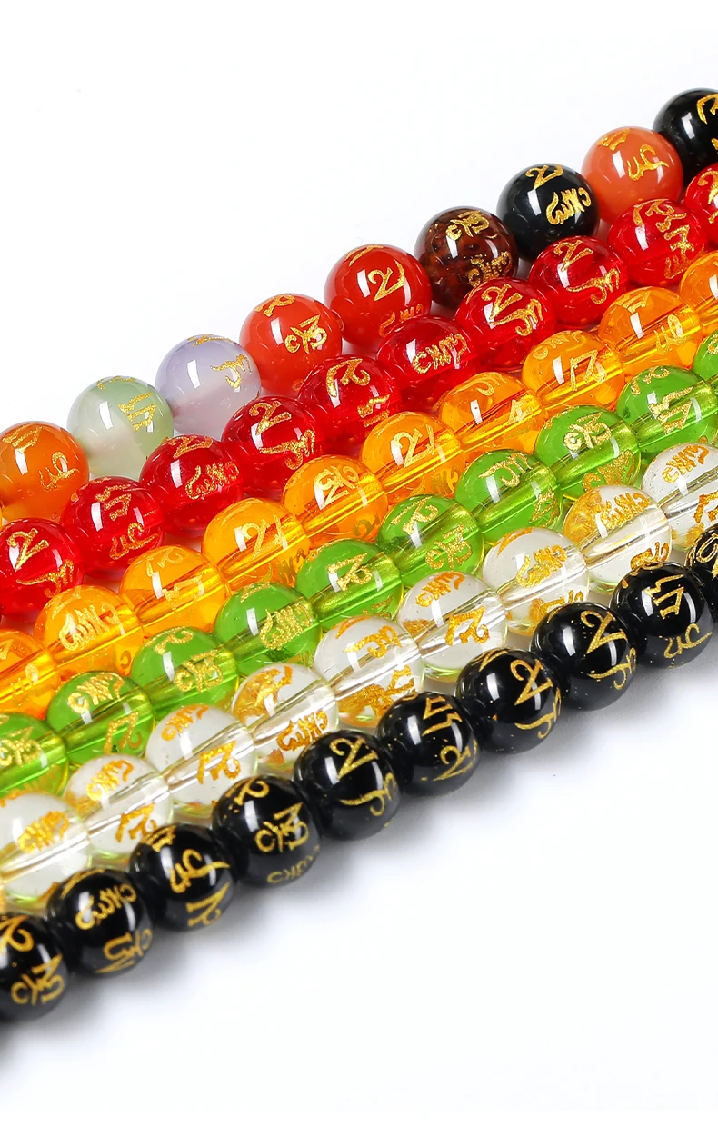 Synthetische Kristallperlen mit geschnitztem buddhistischem tibetischem Sechs-Wort-Mantra für die Schmuckherstellung, DIY-Armband- und Halskettenzubehör – Detail 3