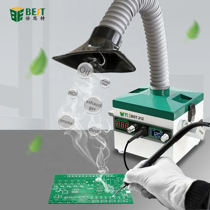 BST-212 Activated Carbon Filtration Fume Extractor 150W Smoke Absorber Soldering iron Station For Mobile Phone Welding Repair