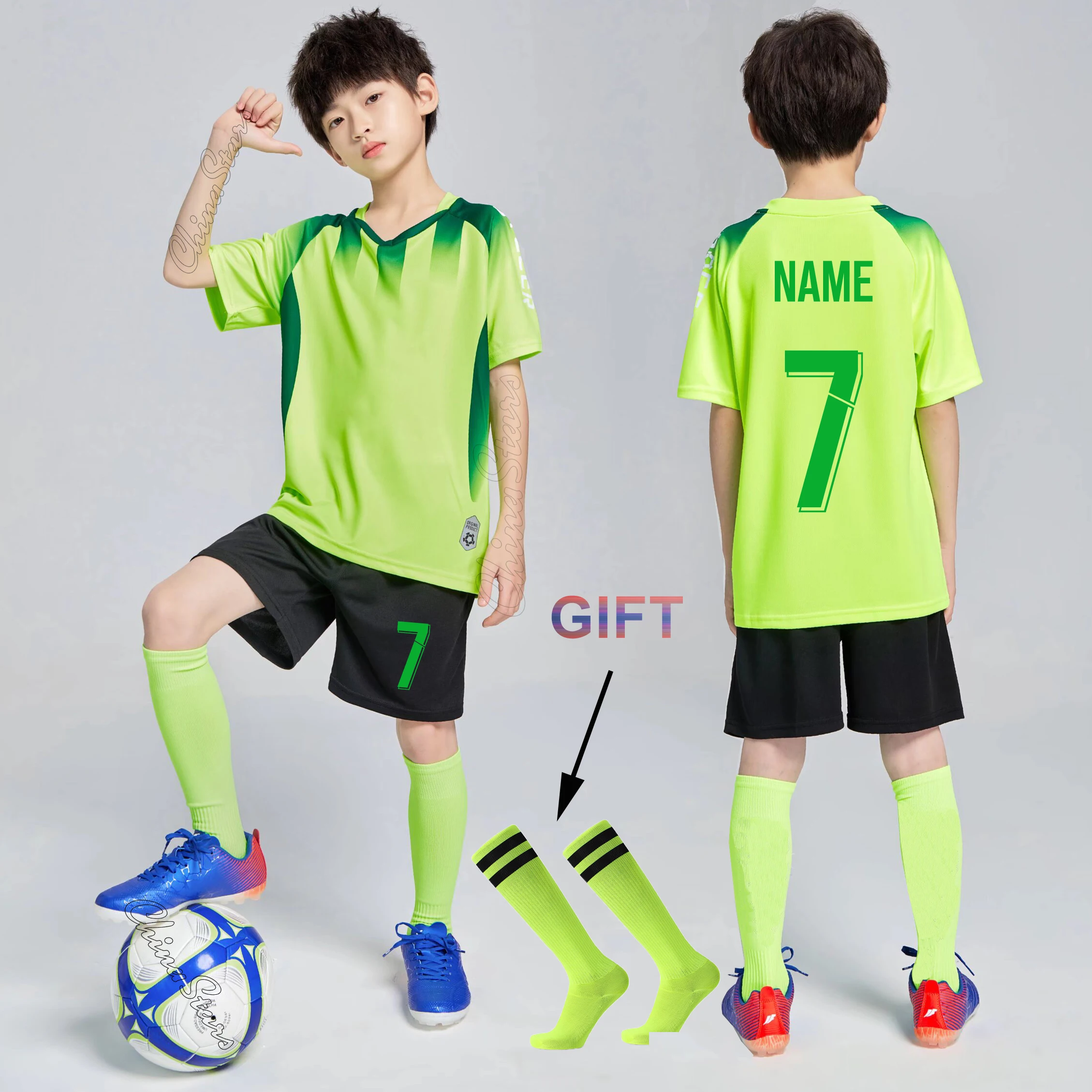 Children Soccer Jersey Shorts Gift Socks Boys Football Shirt Sportswear Student kids Football Training Uniforms Girls Tracksuits