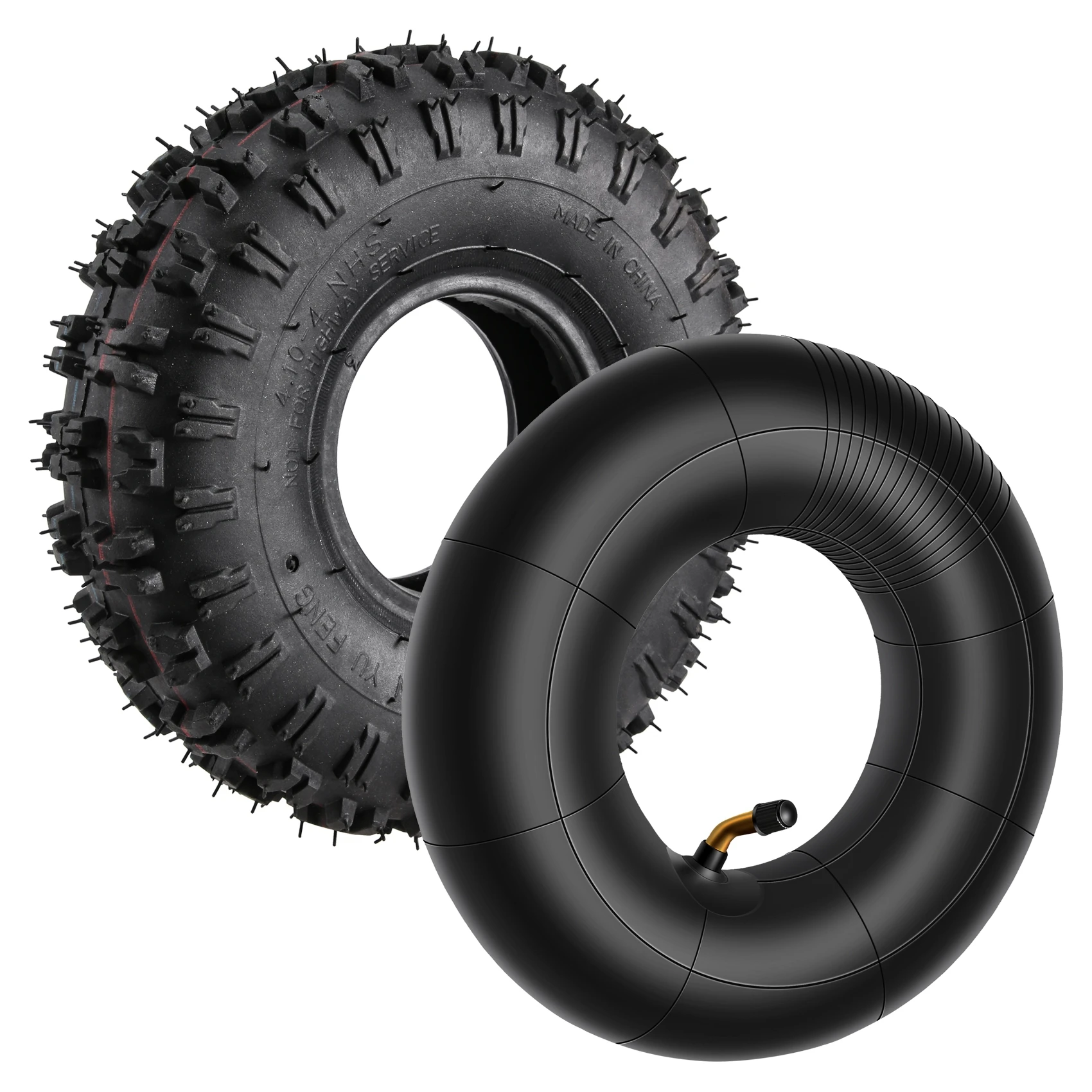 Inner Tube 4.10/3.50-4, Outer Tube 4.10-4 for Garden Rototiller Snow Blower Mowers Hand Truck Wheelbarrow Go Cart Kid