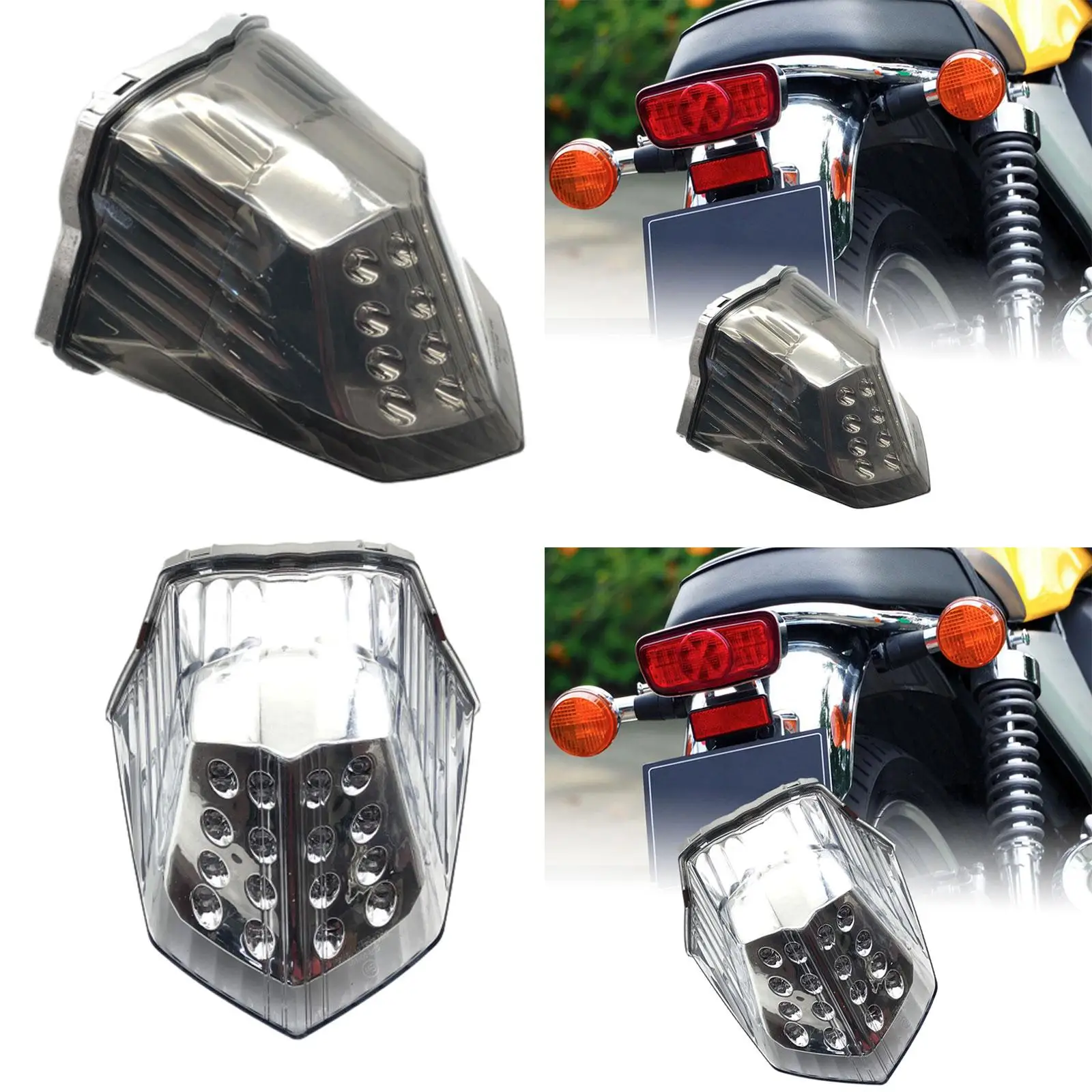 

Motorcycle Rear Lamp Integrated LED Brake Light ABS Turn Signal Easy Install Replacement for Motorbike Parts
